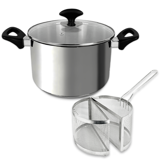 Multi Cooking Pot with Chip Basket & Glass Lid 22cm