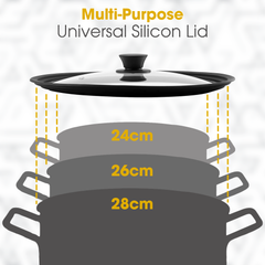 Homatz Universal Lid Fit for 24cm, 26cm, 28cm Cookware, Tempered Glass Lid