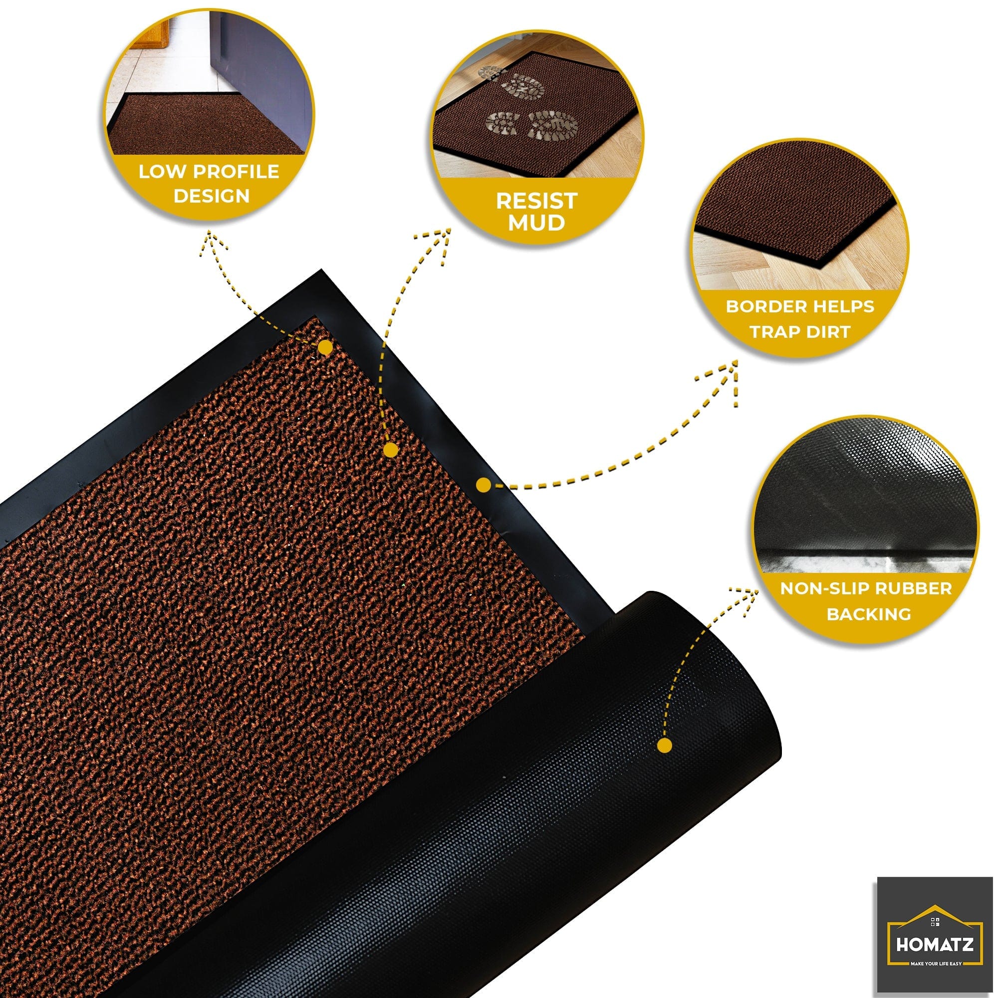 Rubber Mat, Nonslip Doormat for Indoor, Outdoor (23.5 x 15.75 in)