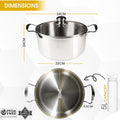 Induction Stock Pot 24cm, 5L Stainless Steel Pot with Glass Lid | Non-Stick Large Cooking Pot Homatz 